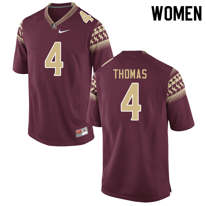 Women #4 Keir Thomas Florida State Seminoles College Football Jerseys Sale-Garnet